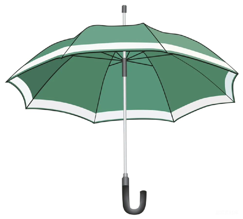 元素素材 绿色条纹雨伞
