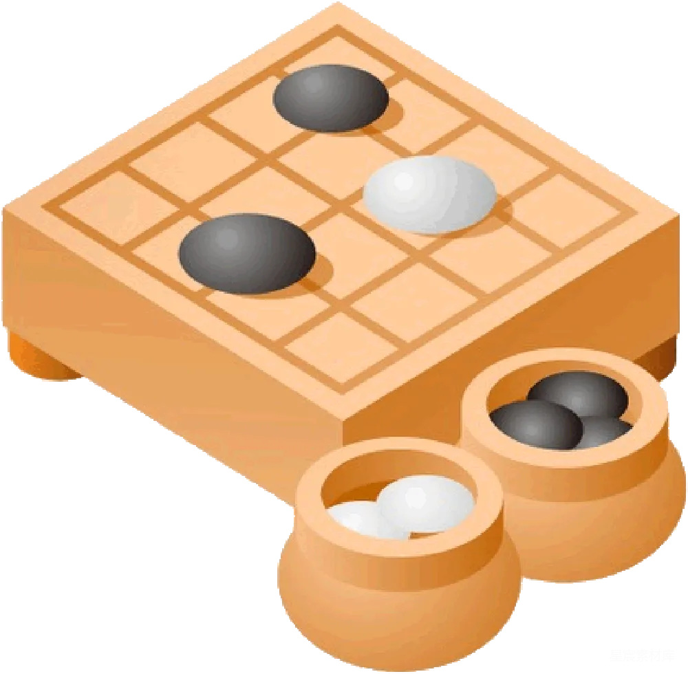 元素素材 围棋棋盘与黑白棋子