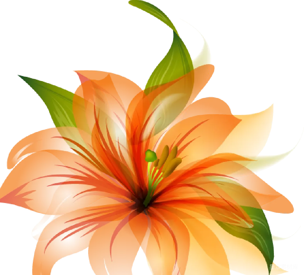 元素素材 抽象艺术 花卉 插图设计 橙色抽象花卉艺术插图