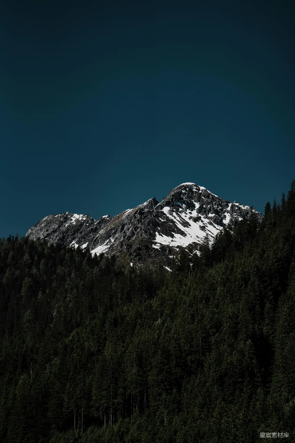 高清摄影 自然 壁纸 白雪覆盖的山峦，树木参差其中