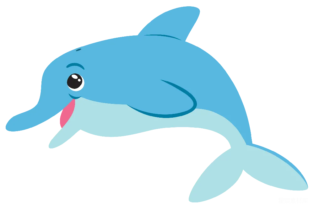 元素素材 海豚 卡通 儿童插画 可爱的蓝色海豚插画