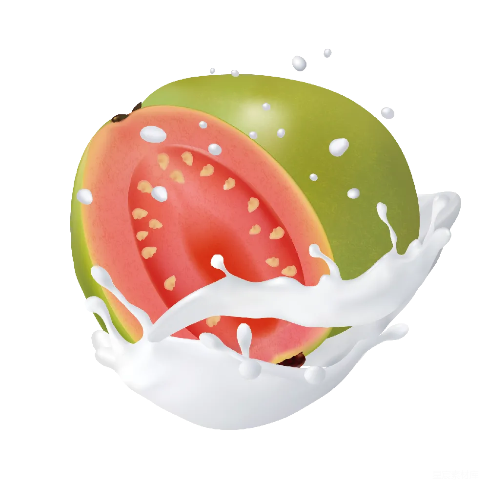 元素素材 插画 食物 饮料 牛奶与草莓的碰撞插画