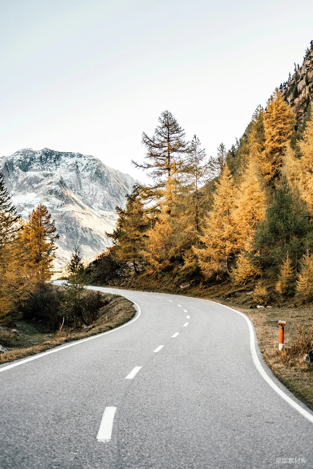 高清摄影 山林间白天蜿蜒的道路