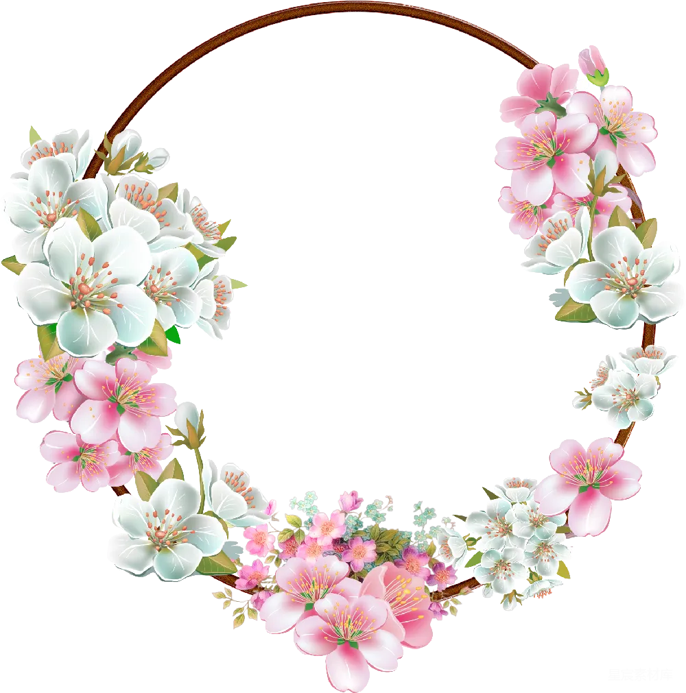 元素素材 春季 花朵 装饰 春季花环装饰框架