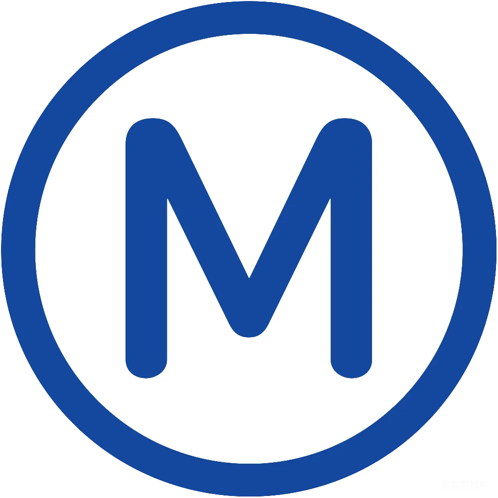 元素素材 标志 字母 图形 蓝色圆圈中的大写字母M标志