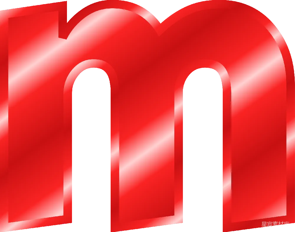 元素素材 红色 字母 设计 红色渐变字母M