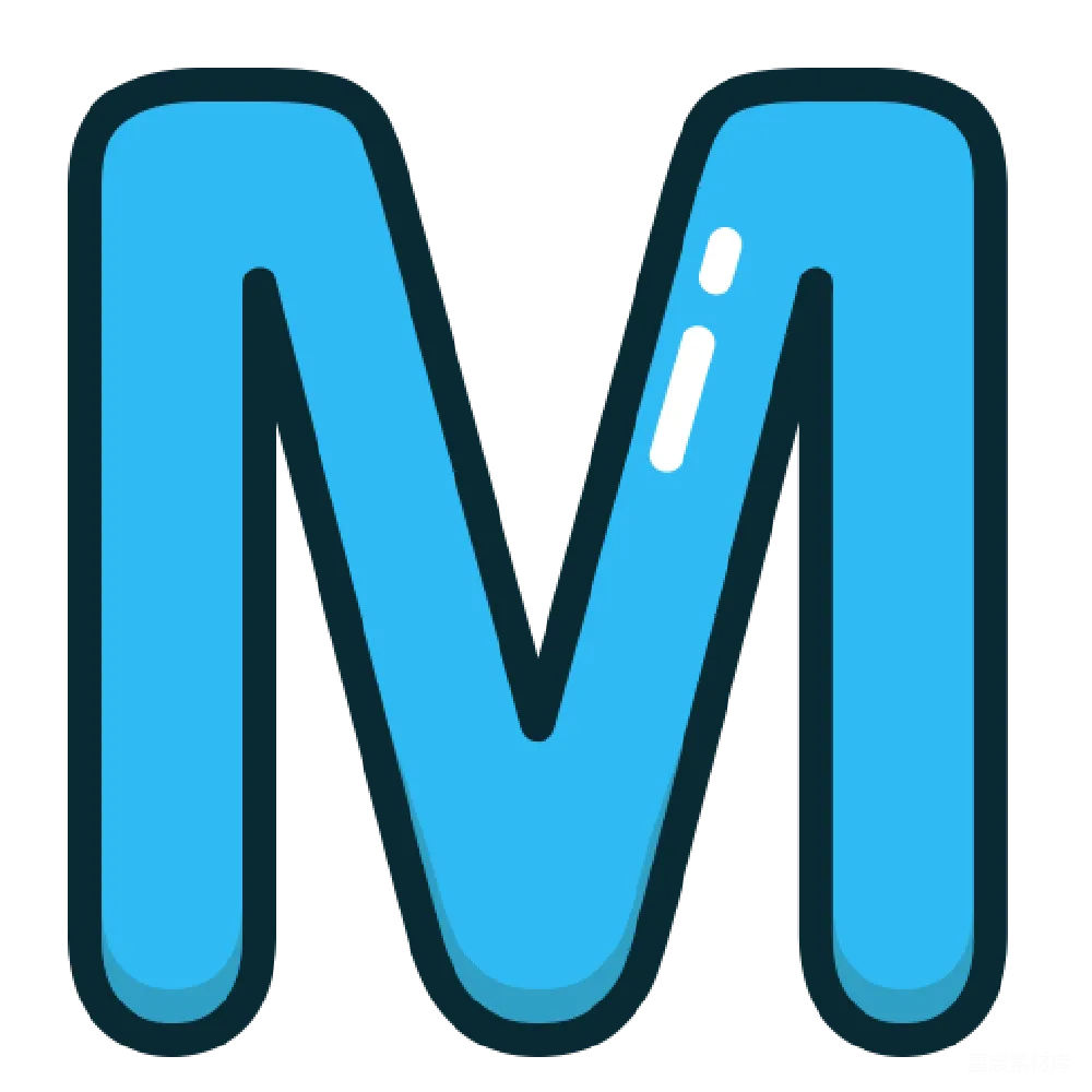 元素素材 字母 渐变 现代 蓝色渐变字母M