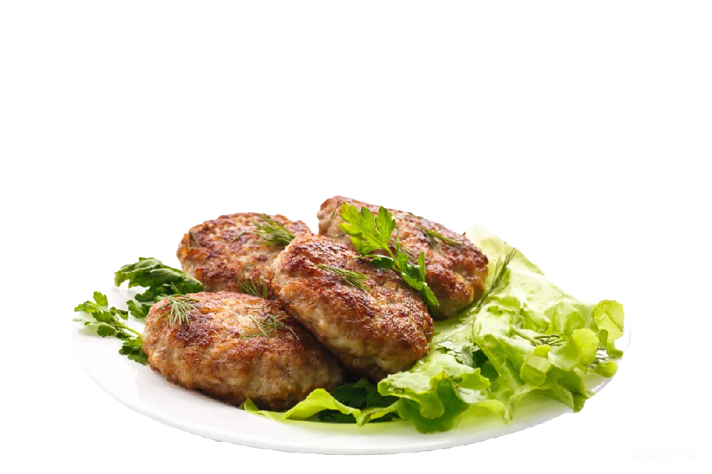 元素素材 美食 美食摄影 餐桌摆盘 香煎肉饼配生菜