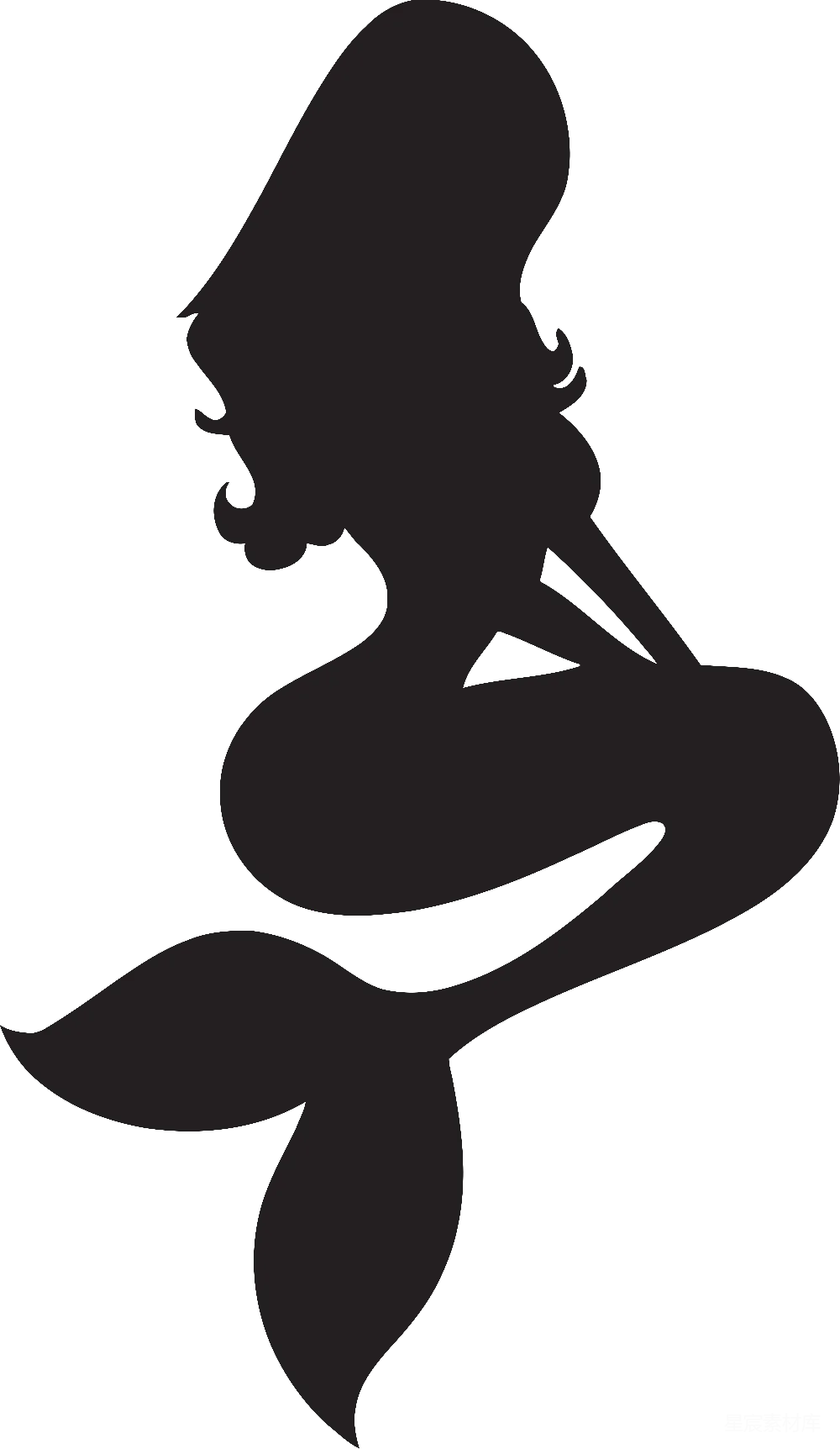 元素素材 剪影风格的美人鱼轮廓