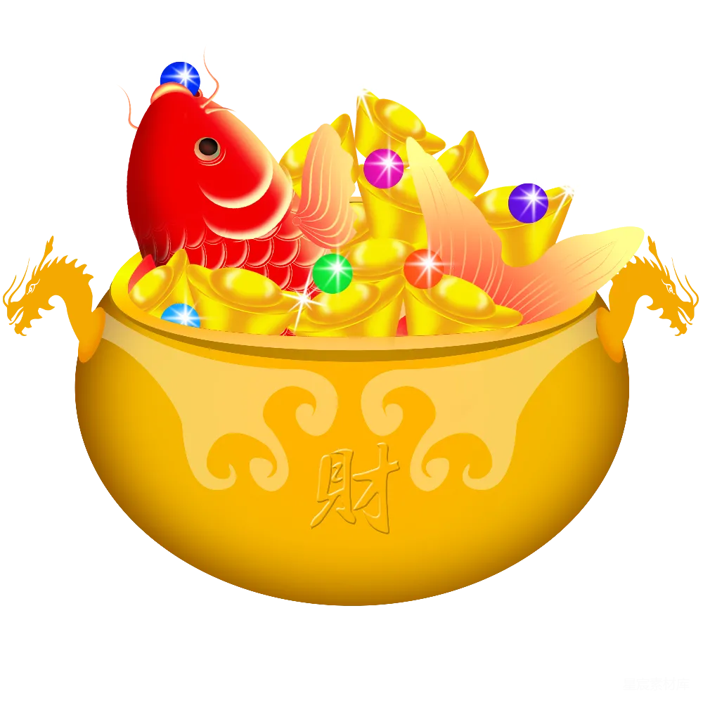 元素素材 金元宝和红鲤鱼的装饰