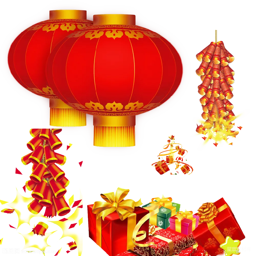 元素素材 春节 灯笼 礼物 春节装饰元素