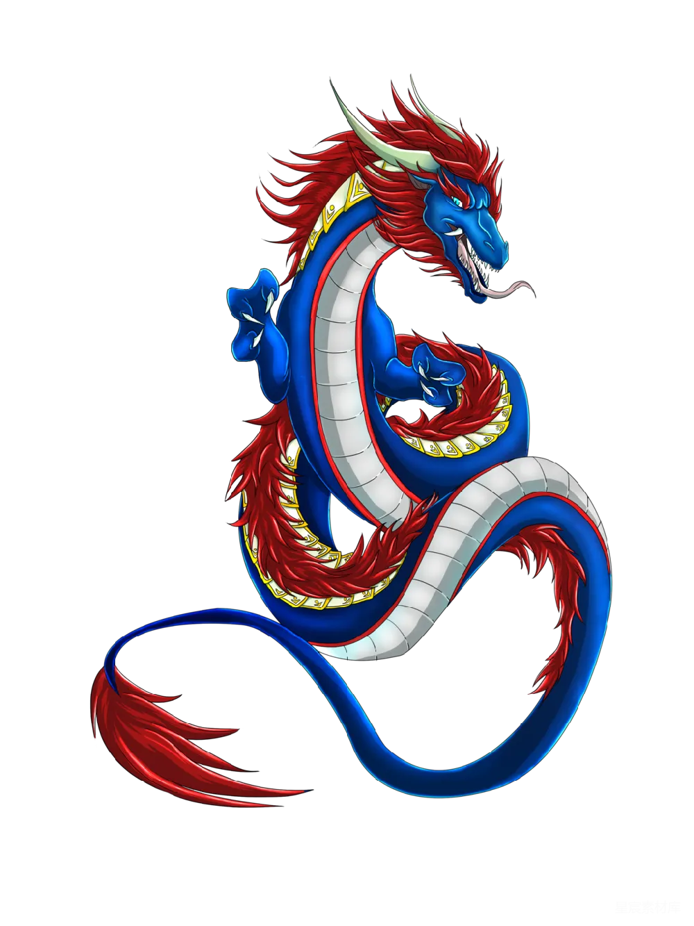 元素素材 龙 神话 插画艺术 红蓝交织的龙图腾
