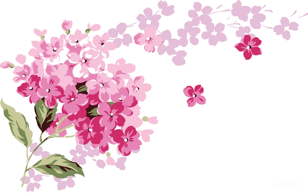 元素素材 艺术插画 粉红色 花卉图案 粉红色花朵的剪影艺术