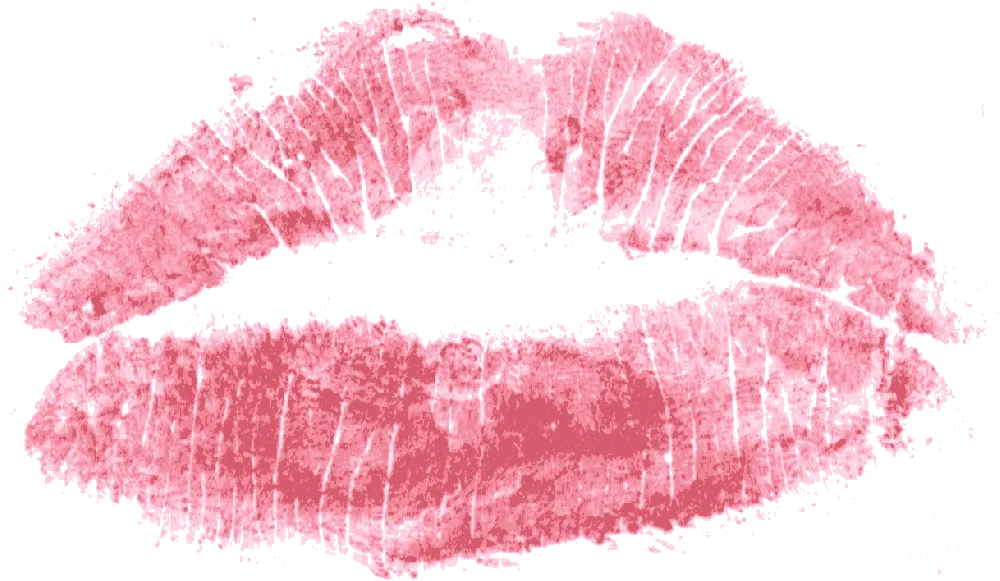元素素材 唇印 艺术风格 粉色 粉色唇印艺术风格插画