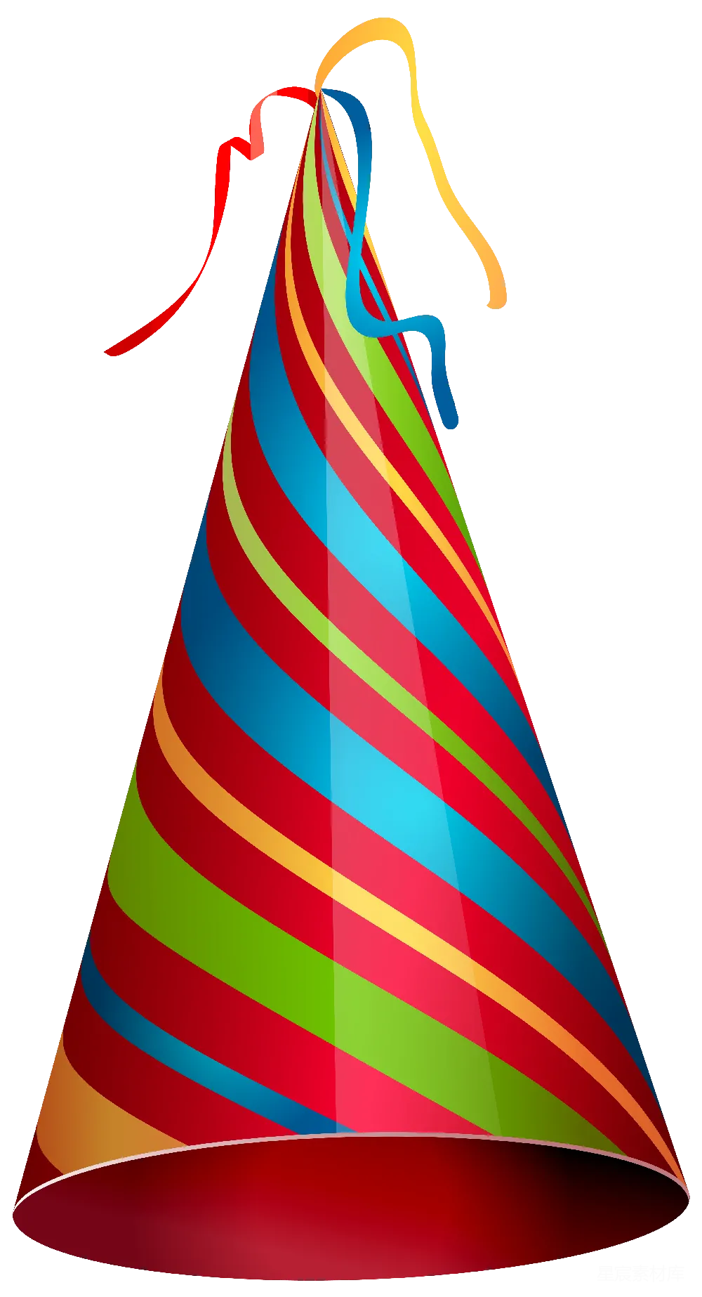 元素素材 生日帽 节日 装饰 彩色条纹生日帽