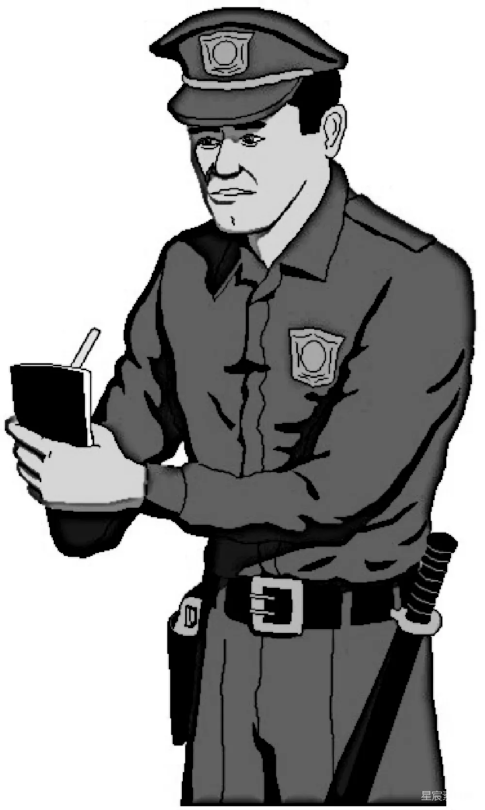 元素素材 警察 插画 饮料 警察与饮料插画