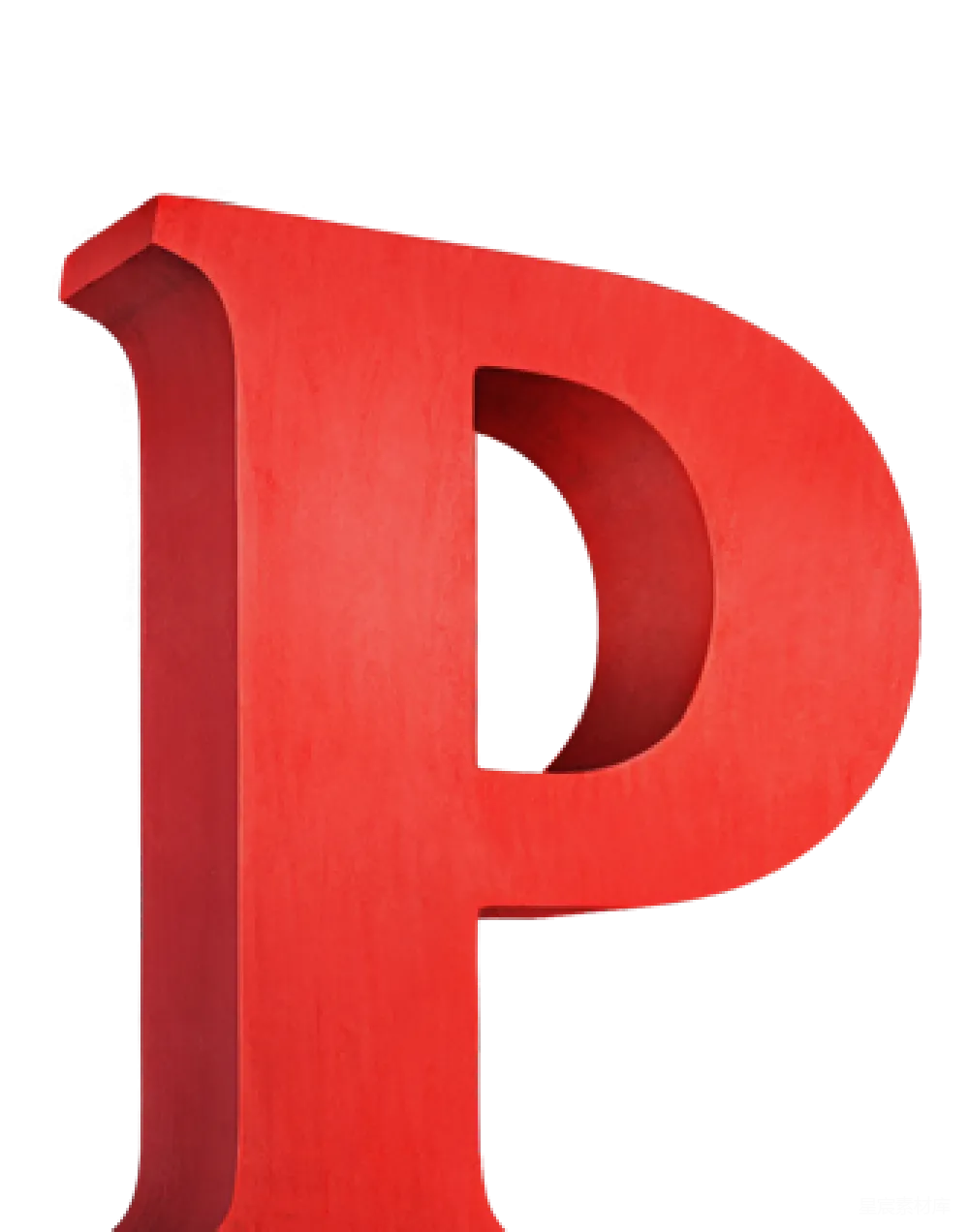 元素素材 艺术字体 立体效果 装饰设计 红色立体字母P