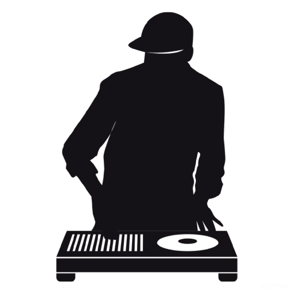 元素素材 音乐 DJ 娱乐 DJ剪影与唱片机