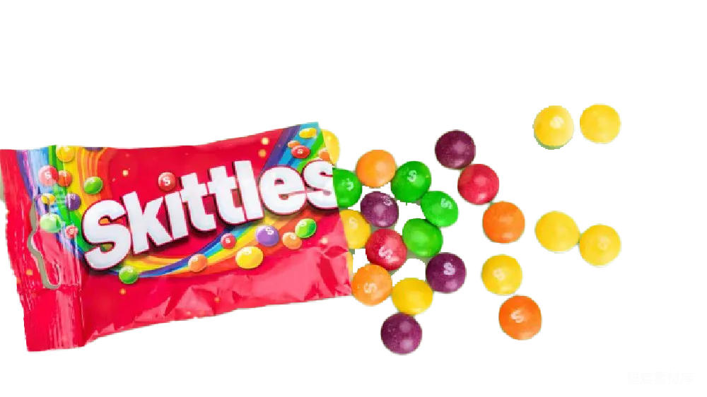 元素素材 糖果 彩色 休闲零食 五彩缤纷的Skittles糖果包