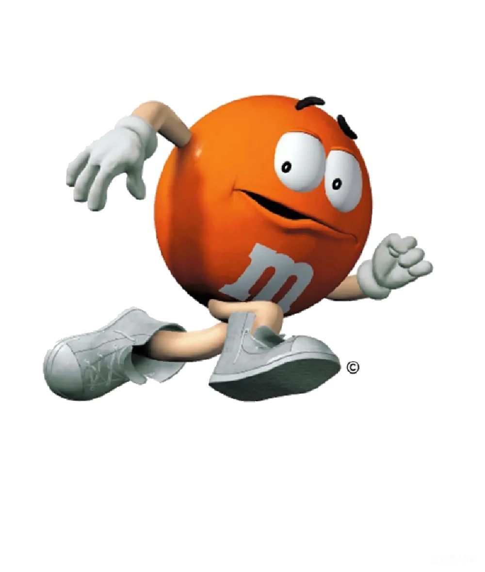 元素素材 卡通 糖果 食品宣传 M&M's橙色角色动态插画