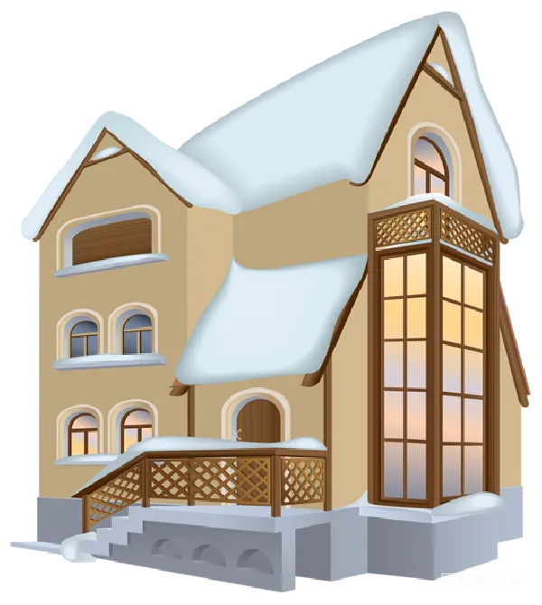 元素素材 雪中的老式建筑
