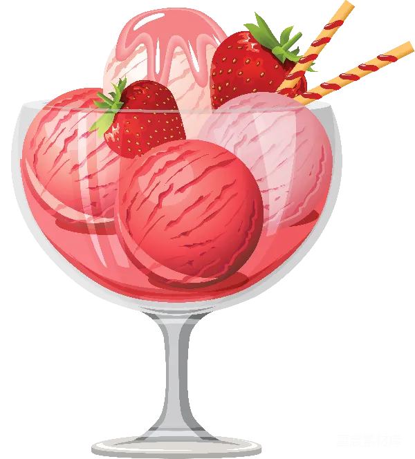 元素素材 草莓冰淇淋杯