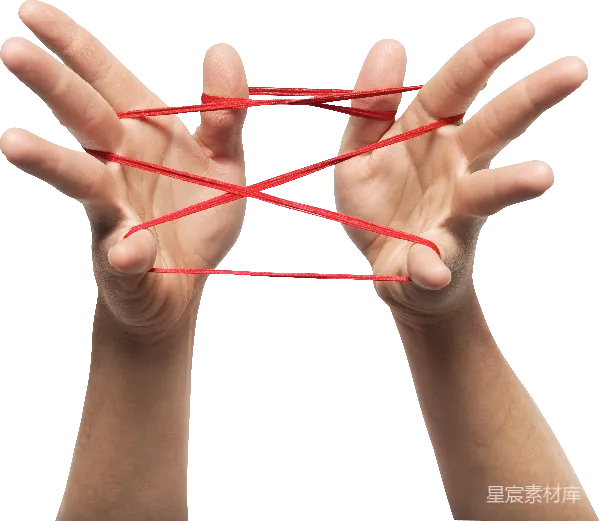 元素素材 双手交错的红色线