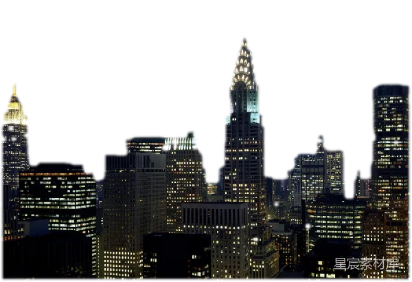 元素素材 城市夜景与像素干扰