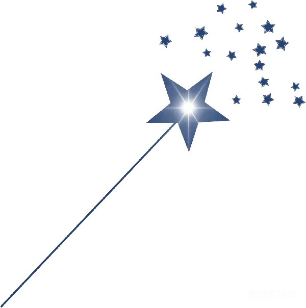 元素素材 闪耀的蓝色星星与魔法棒