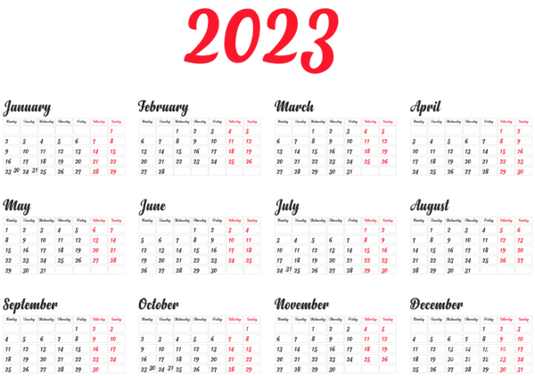 元素素材 2023年全年日历