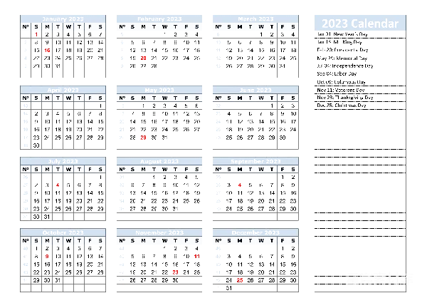 元素素材 2023年日历