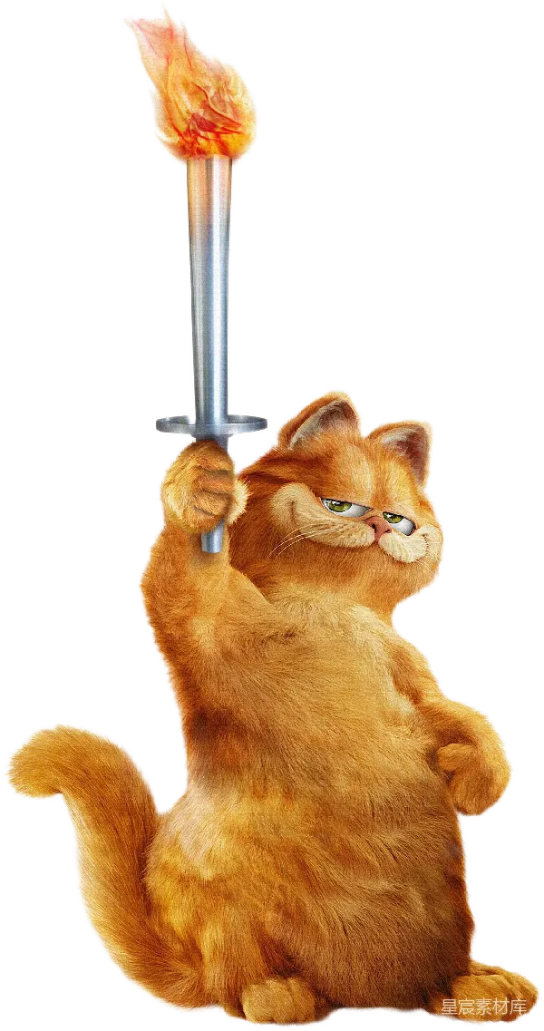 元素素材 愤怒的猫与燃烧的火炬
