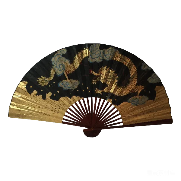 元素素材 金色龙纹折扇