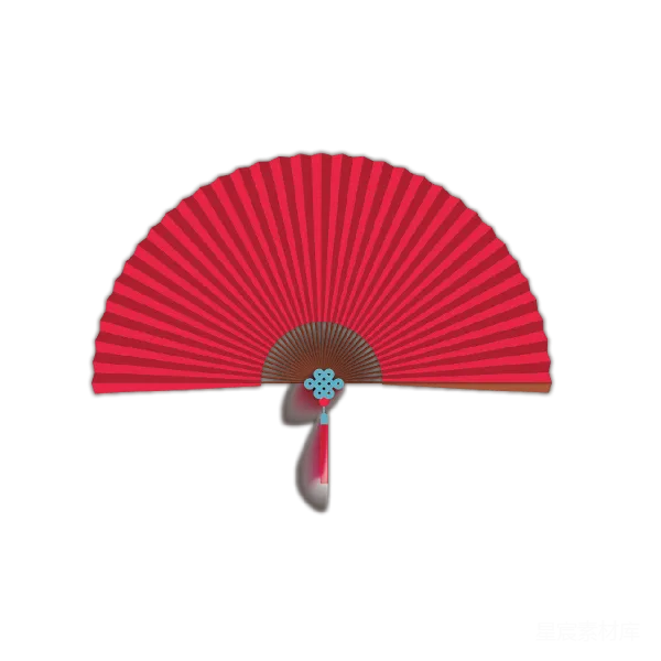 元素素材 红色折扇插画
