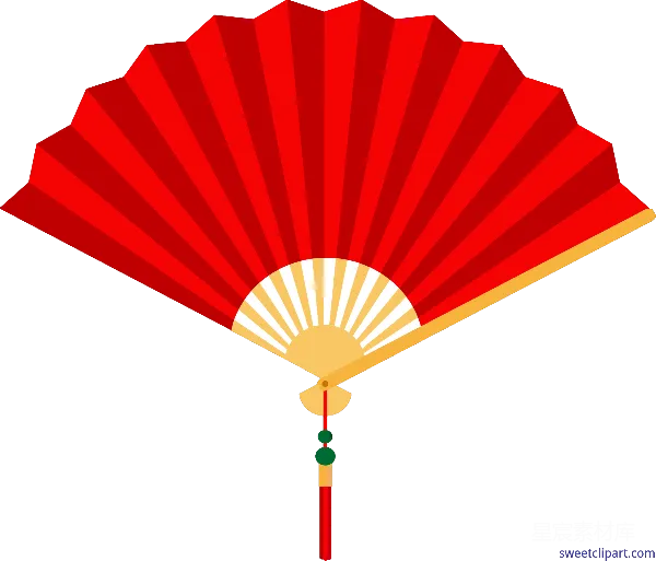 元素素材 红色折扇插画