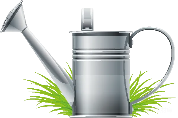 元素素材 金属洒水壶与植物