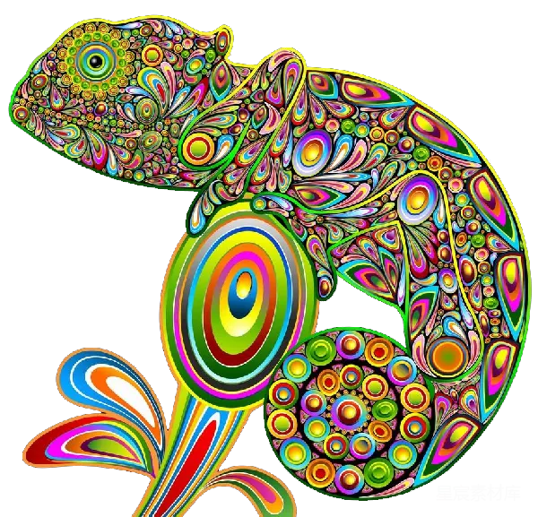 元素素材 色彩斑斓的抽象蜥蜴插画
