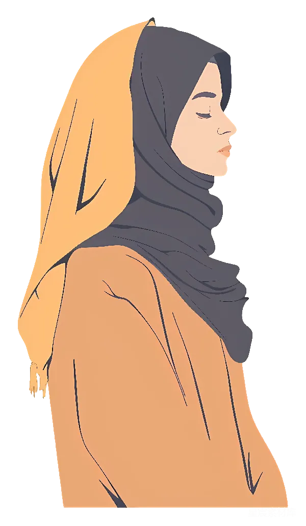 元素素材 身穿橙色长袍的女性剪影