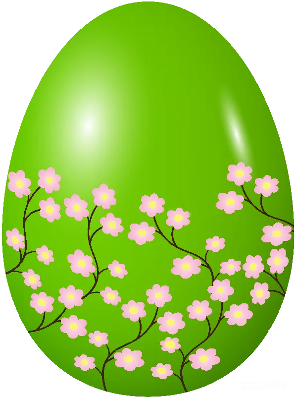 元素素材 绿底粉色花枝装饰
