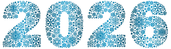 元素素材 雪花构成的2026年数字
