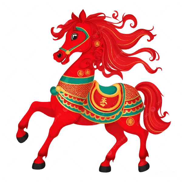 元素素材 红色中国风马
