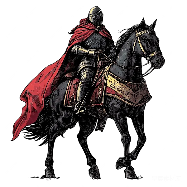 元素素材 黑色战马上的骑士