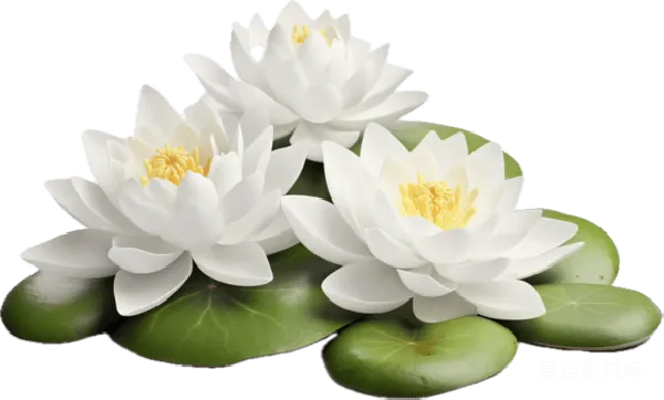 元素素材 白色莲花与绿叶