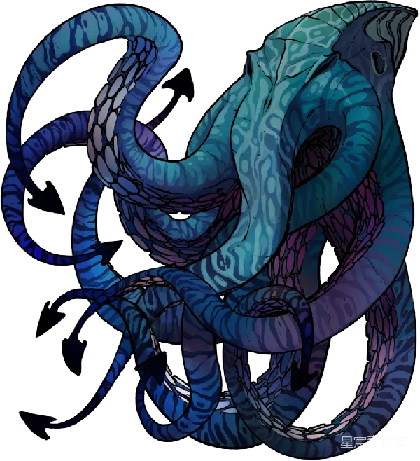 元素素材 蓝紫色龙形生物插画