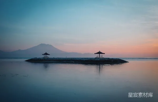 高清摄影 日出时分的宁静海湾