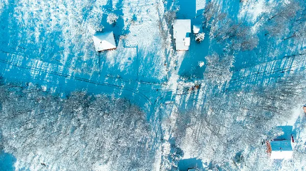 高清摄影 冬日雪景鸟瞰图