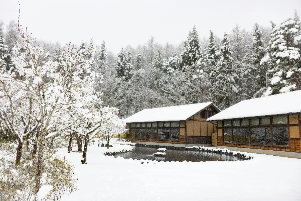 高清摄影 雪景中的传统日式建筑