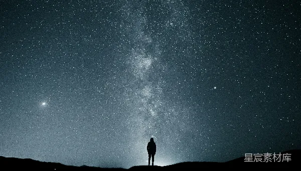 高清摄影 仰望星空的独行者
