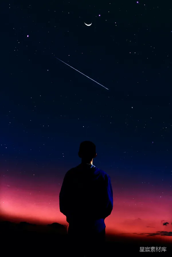 高清摄影 仰望星空的剪影