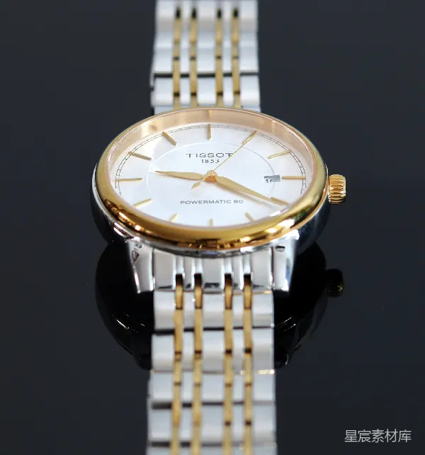 高清摄影 经典双色Tissot手表特写